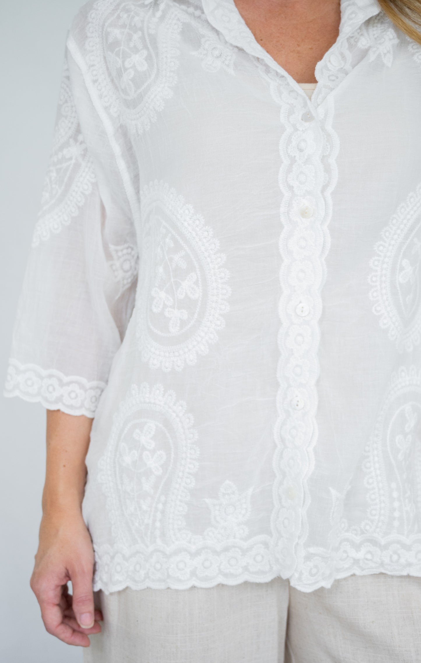 Paisley Embroidered Button Down Shirt