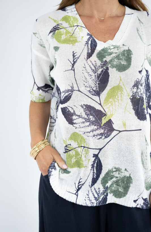 Leaves Cotton Knit Top