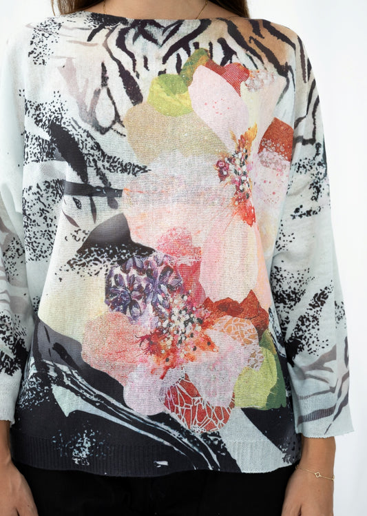 Wild Bloom Cotton Knit Sweater