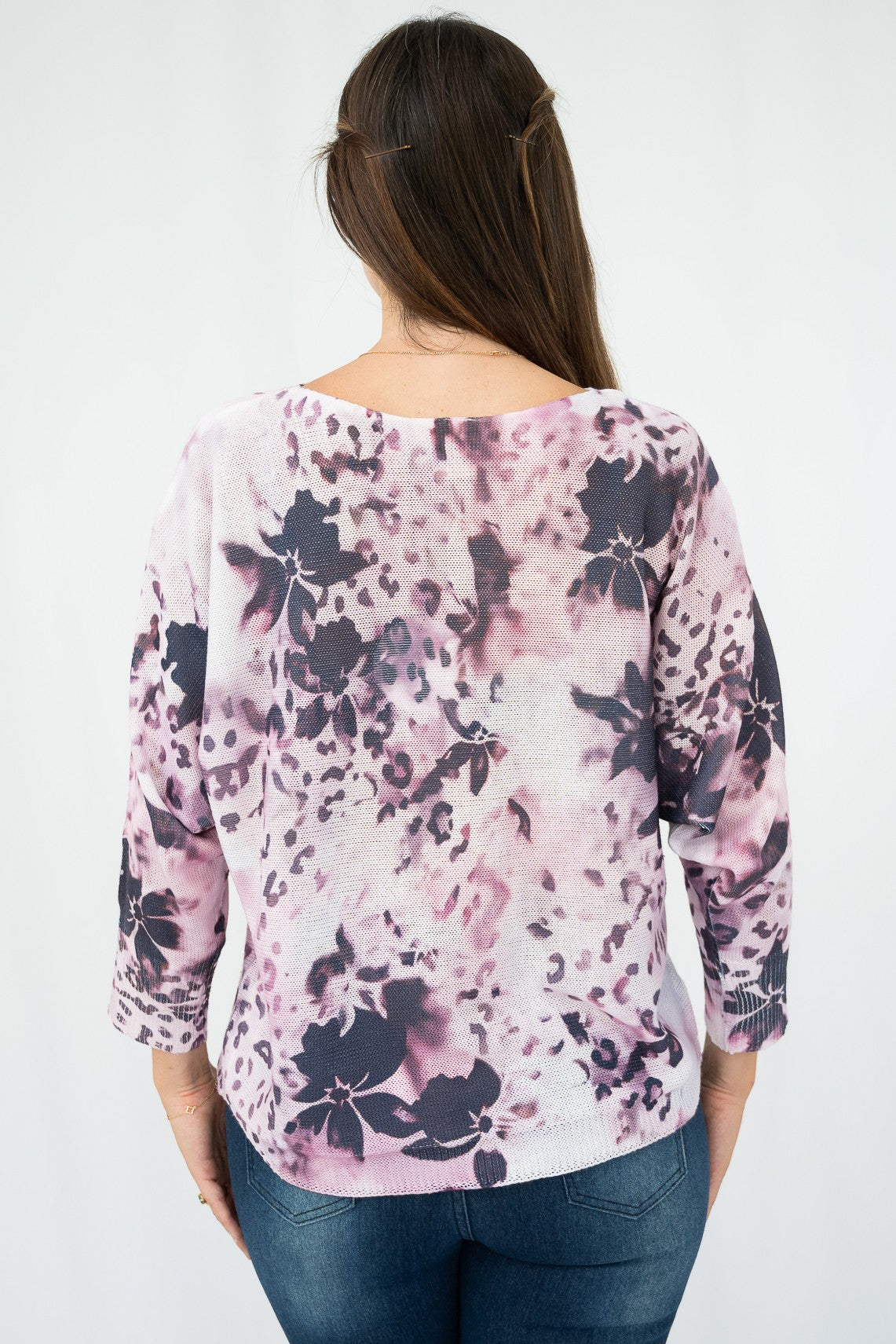 Burnt Floral Cotton Knit Sweater
