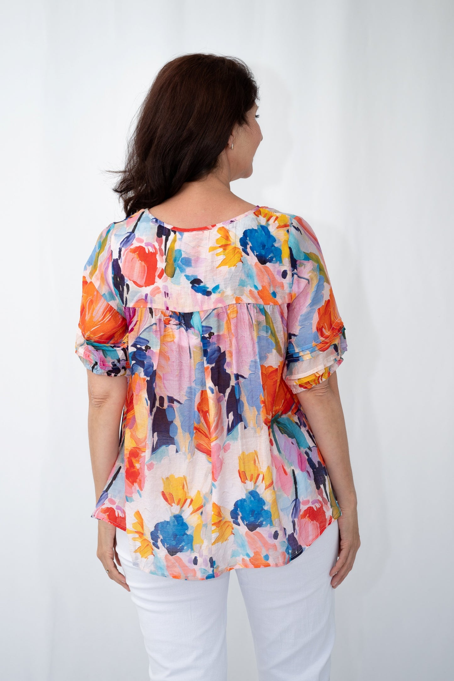 Watercolour Blooms Yoke Top