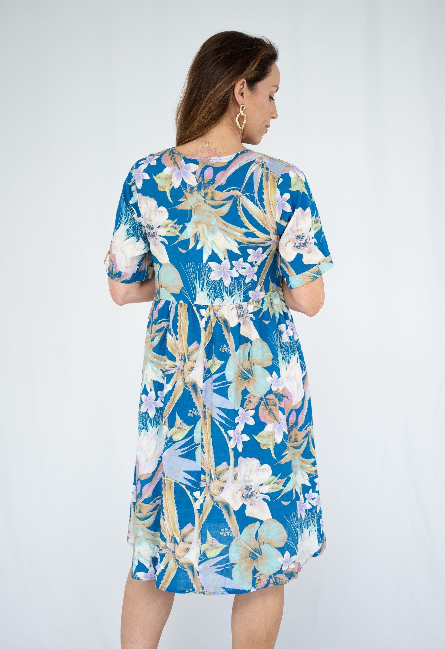 Botanical Collage Tiered Pocket Dress