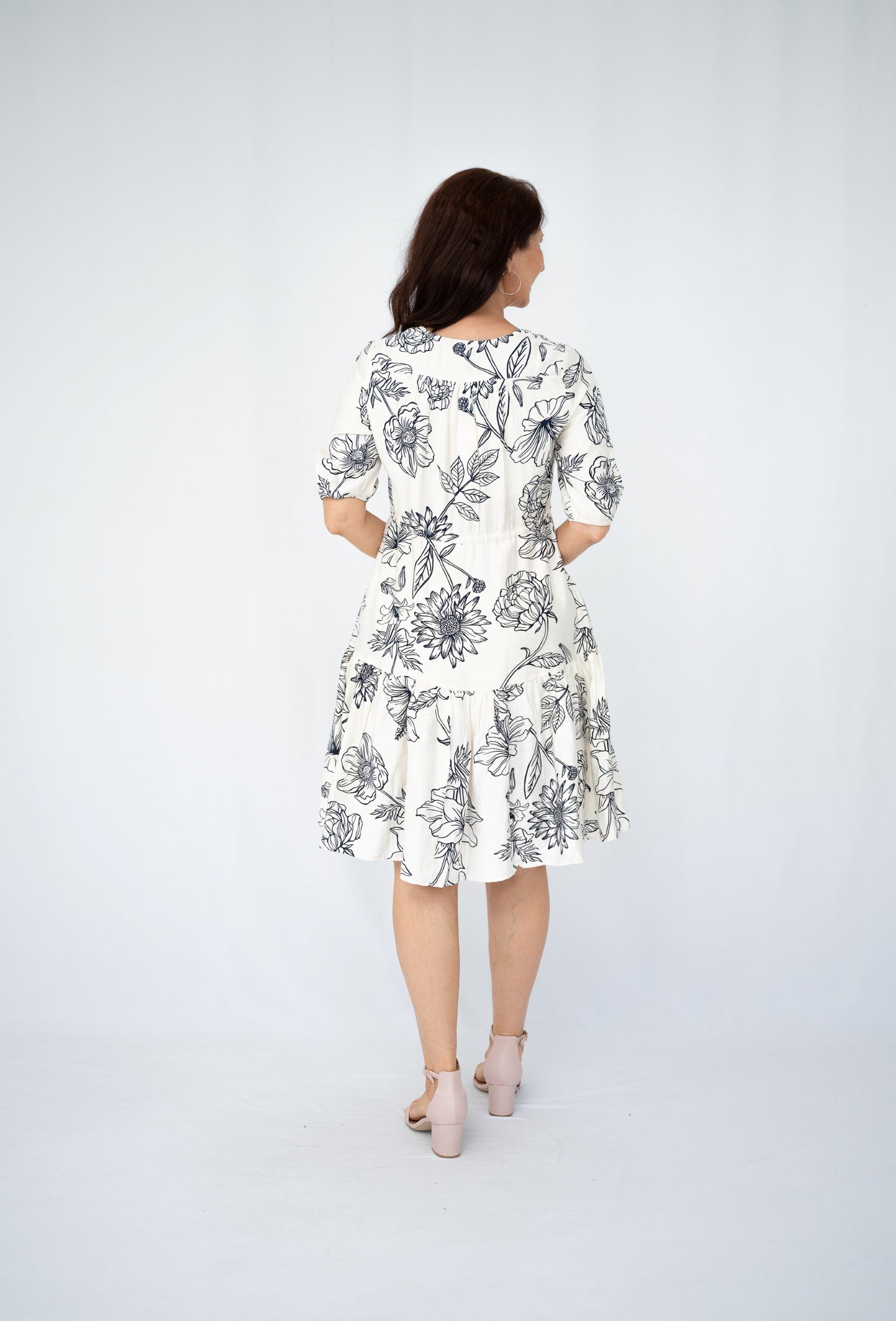 Floral Sketch Tiered Dress