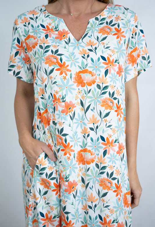 Orange Blossom Pocket Shift Dress