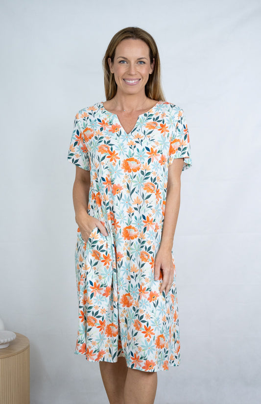 Orange Blossom Pocket Shift Dress