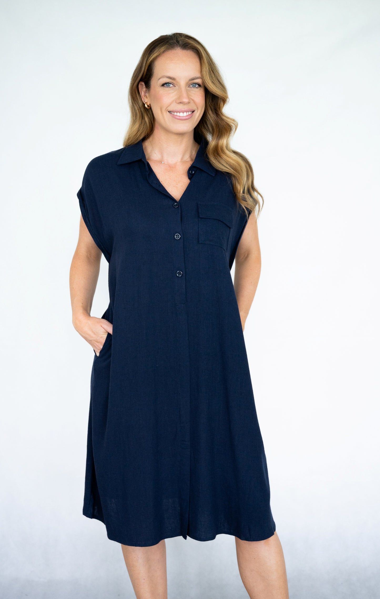 Half-Placket Collared Dress