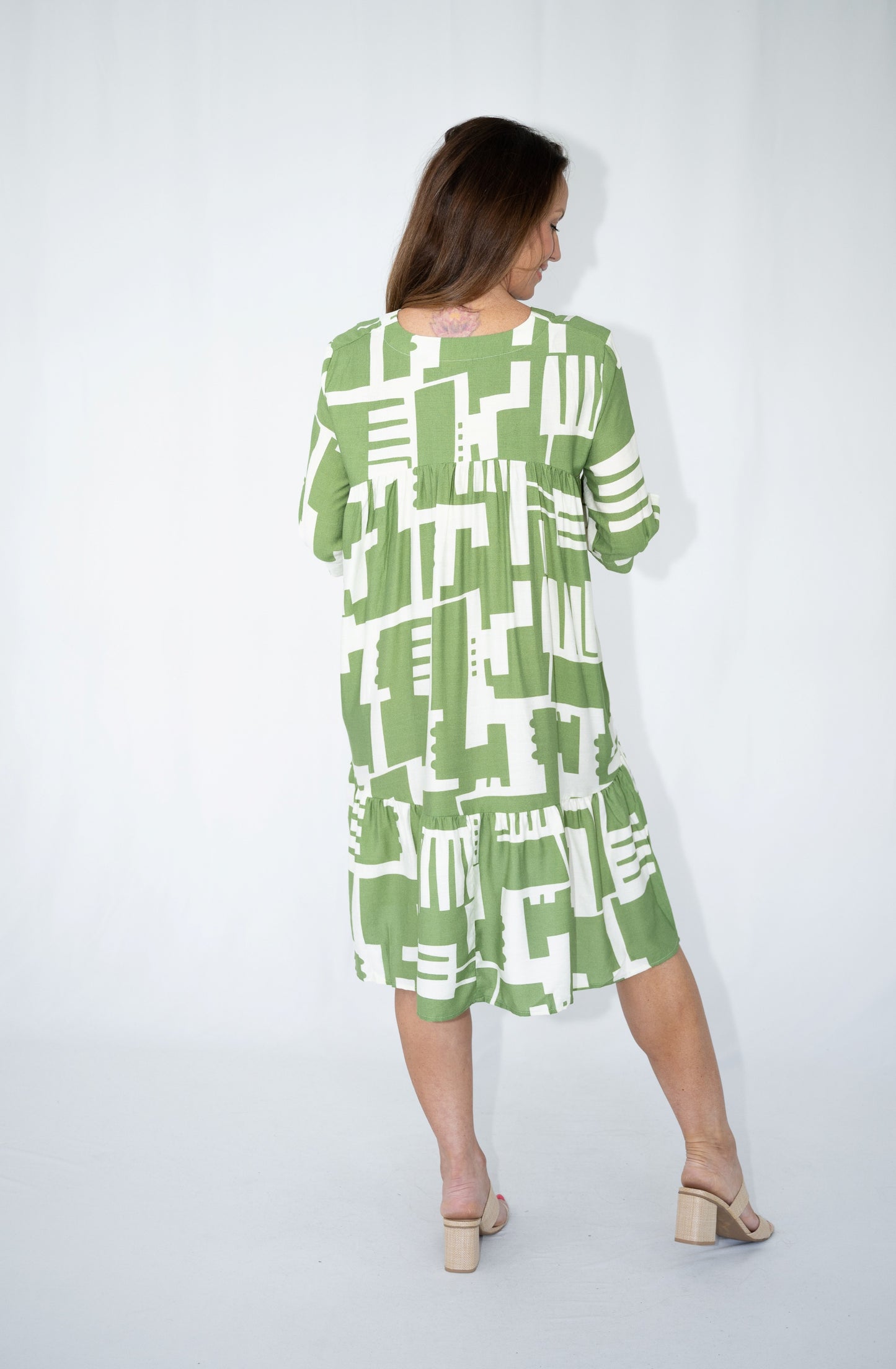 Urban Abstract Tiered Pocket Dress