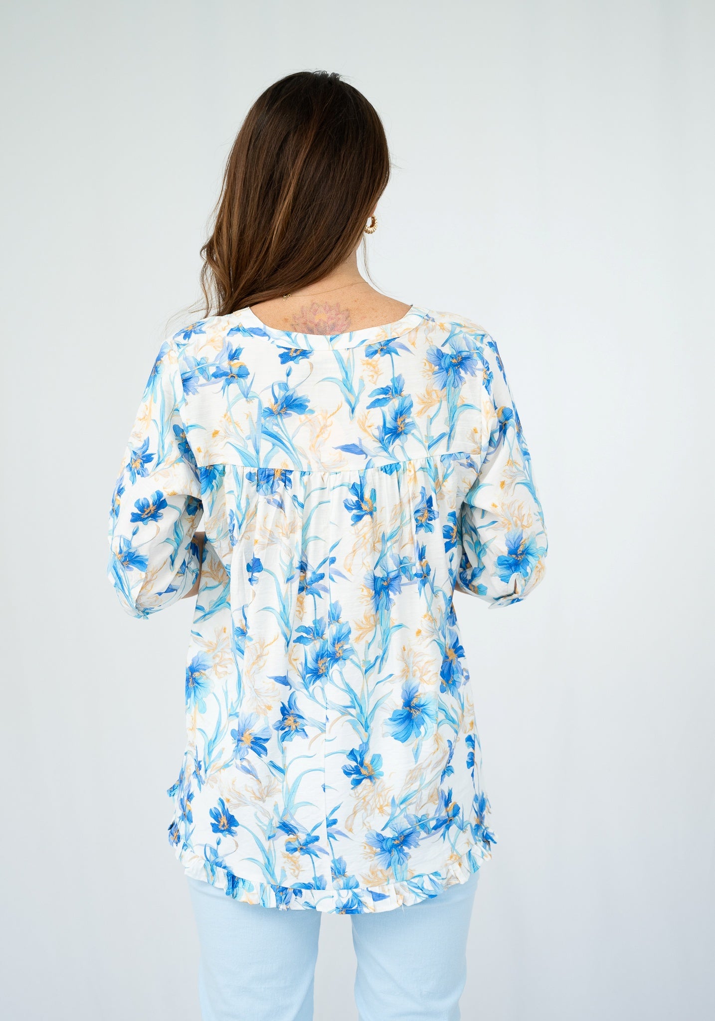 Blue Iris Frill Yoke Top