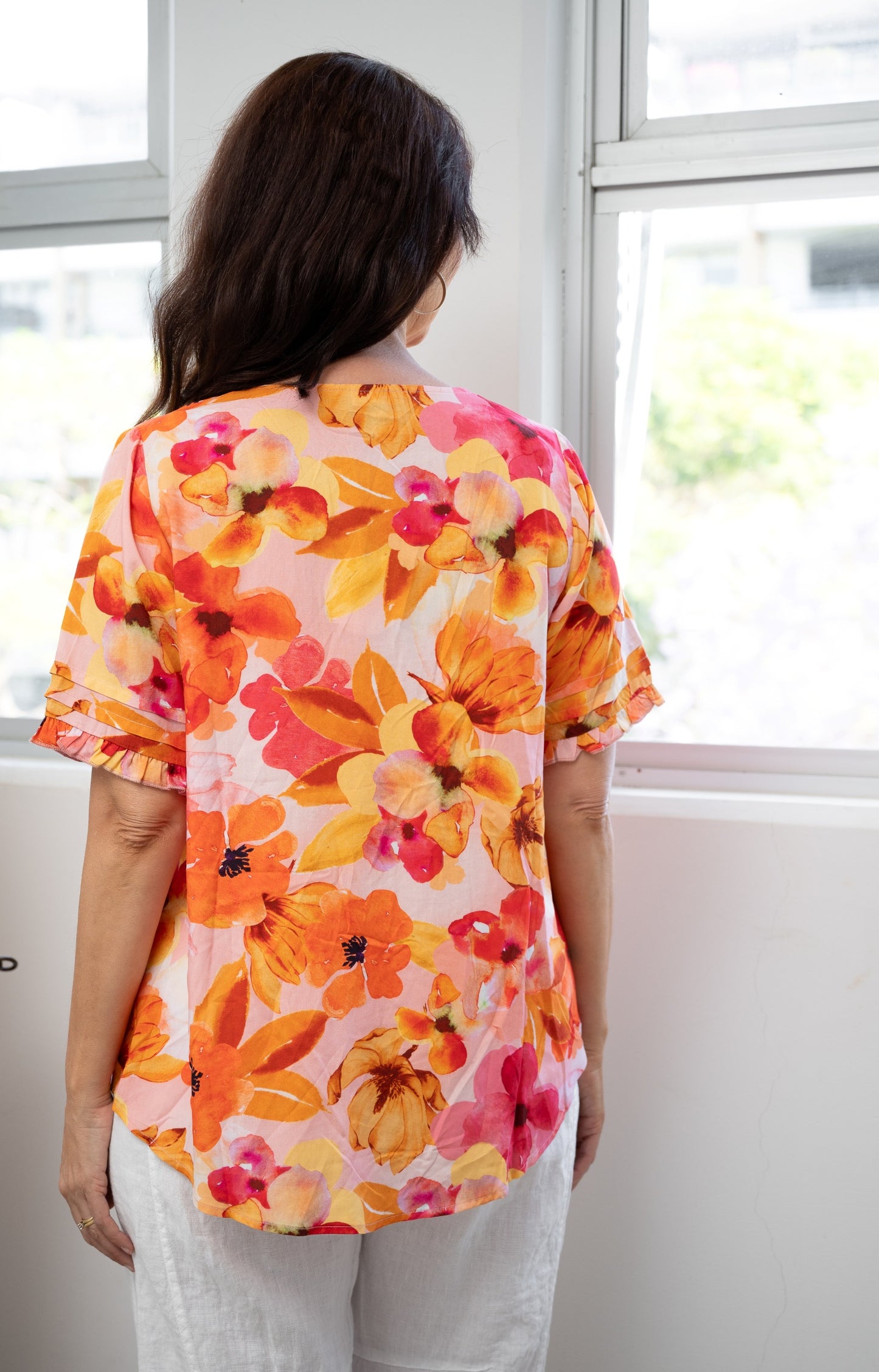 Sunset Bloom Pleat Blouse