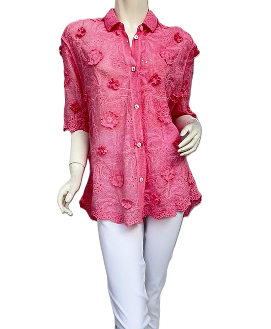 Floral Broderie Anglaise Button Down Shirt