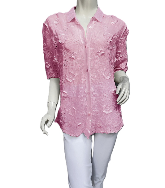 Floral Broderie Anglaise Button Down Shirt