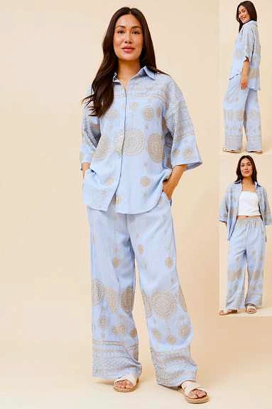 Gold Thread Embroidered Shirt-Pants Set