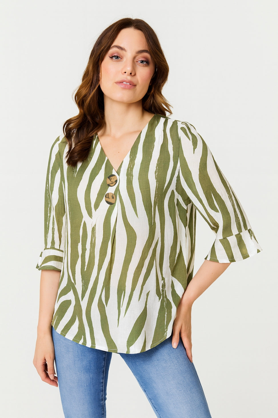 Zebra Stripe 2 Button Top