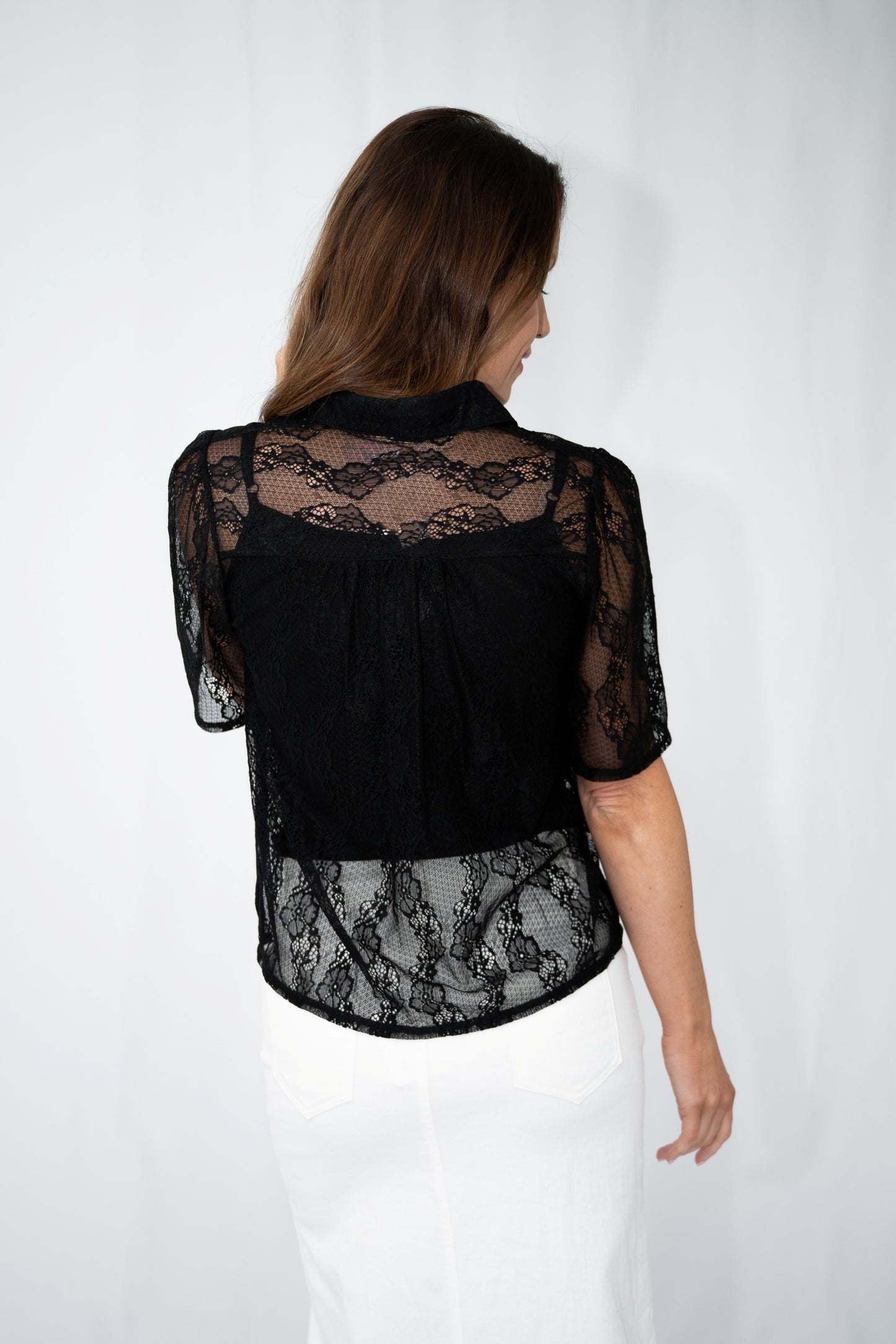 Floral Lace Layering Shirt with Cami