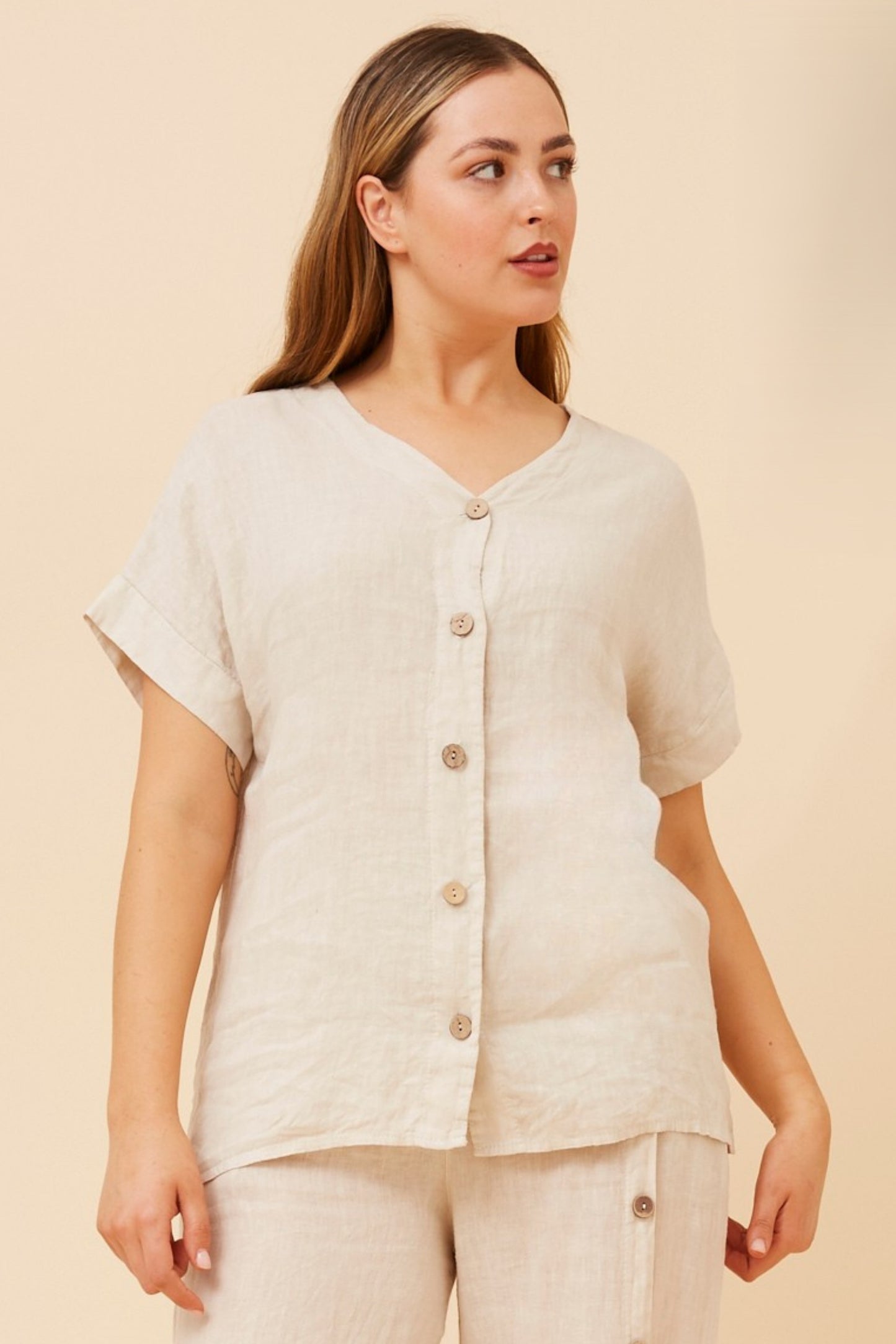 Button Down Italian Cotton Blouse