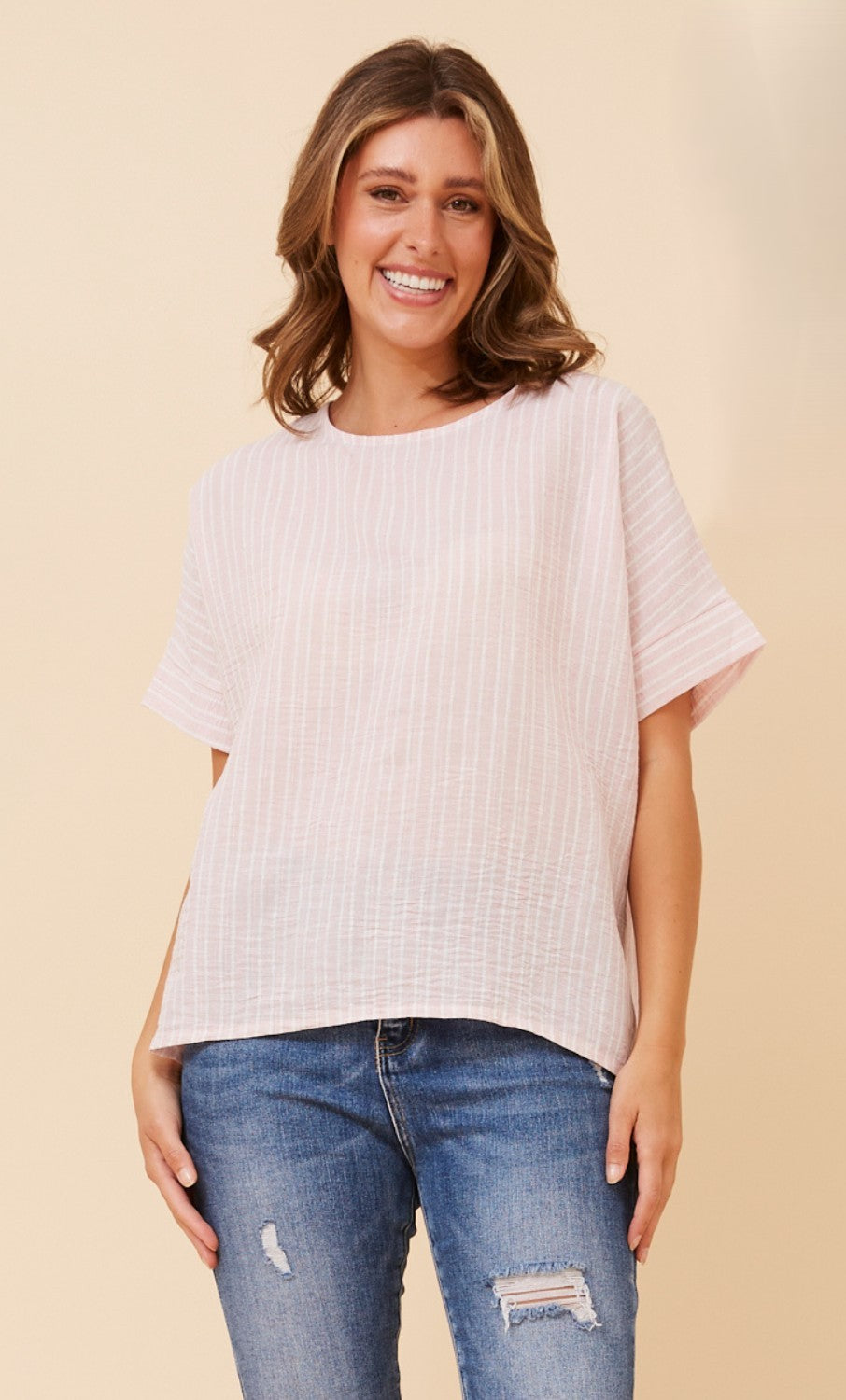 Stripe Relaxed Crinkled Top
