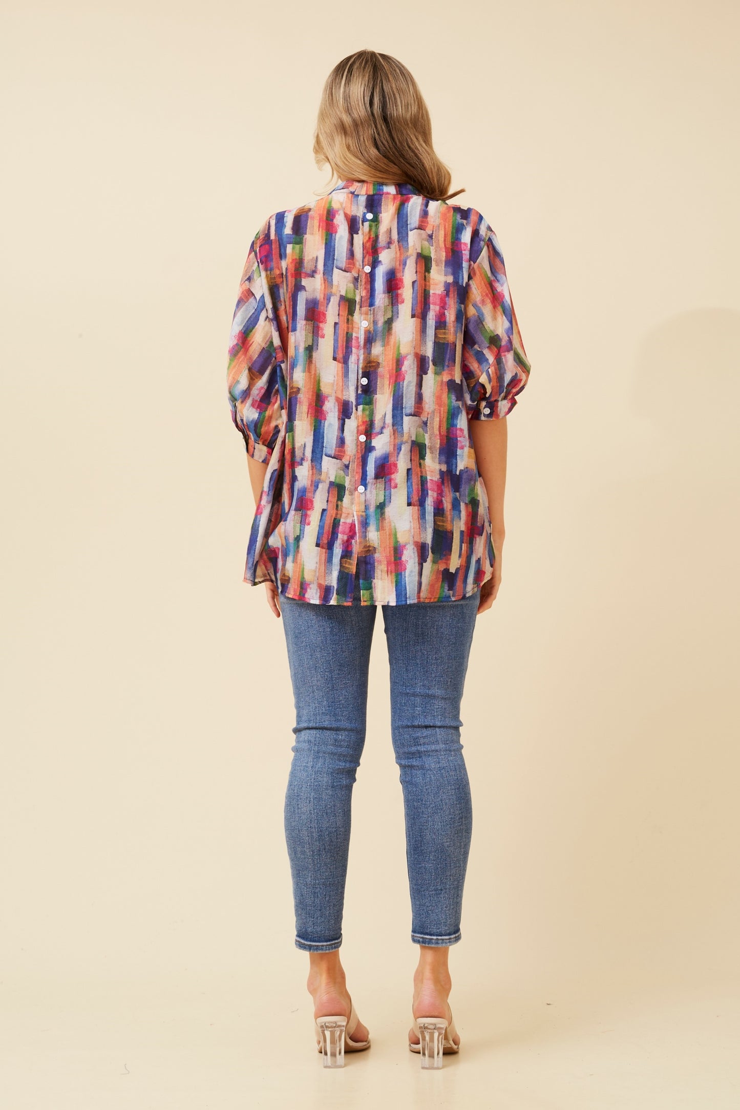 Abstract Button Back Blouse