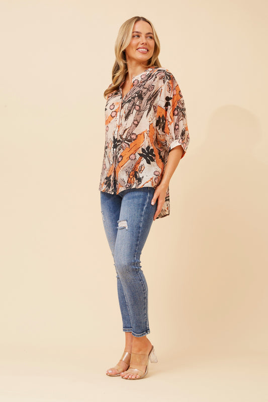 Abstract Button Back Shirt