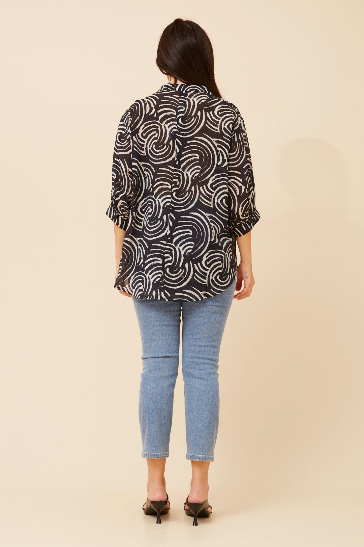 Swirls Button Back Oversized Shirt