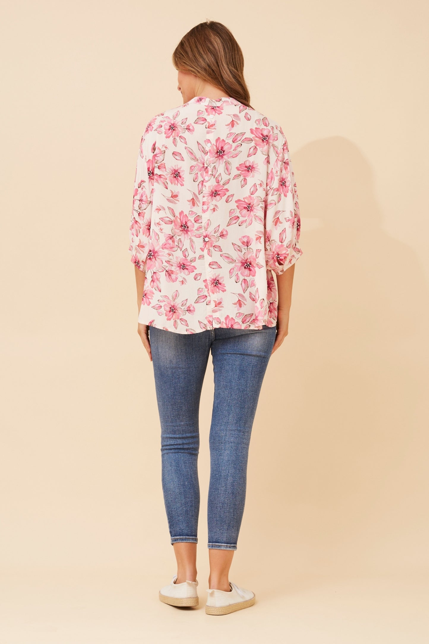 Cherry Blossoms Button Back Oversized Shirt