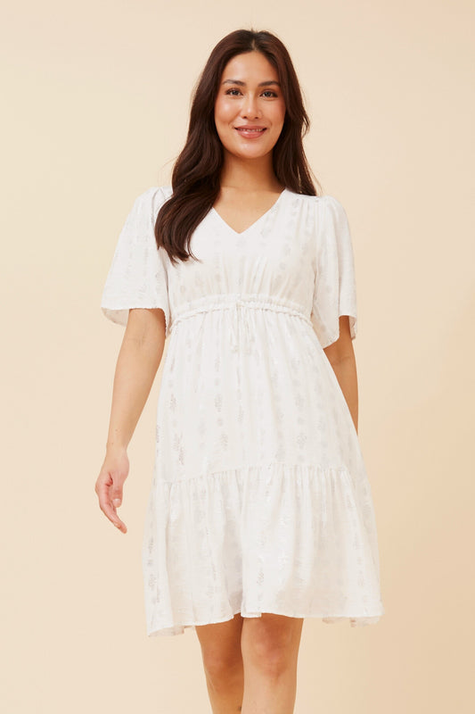 Foil Motif Short Tiered Dress