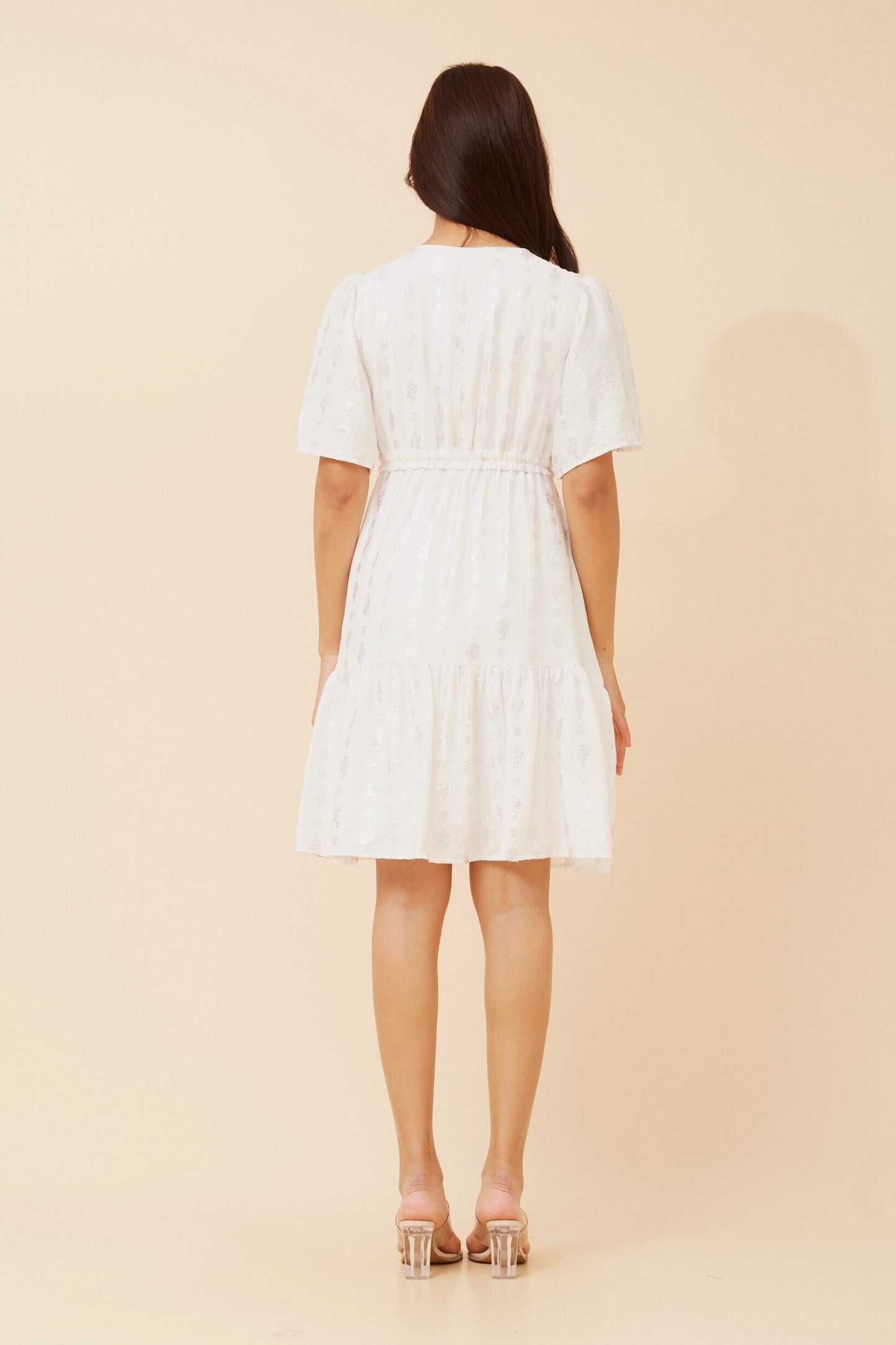Foil Motif Short Tiered Dress