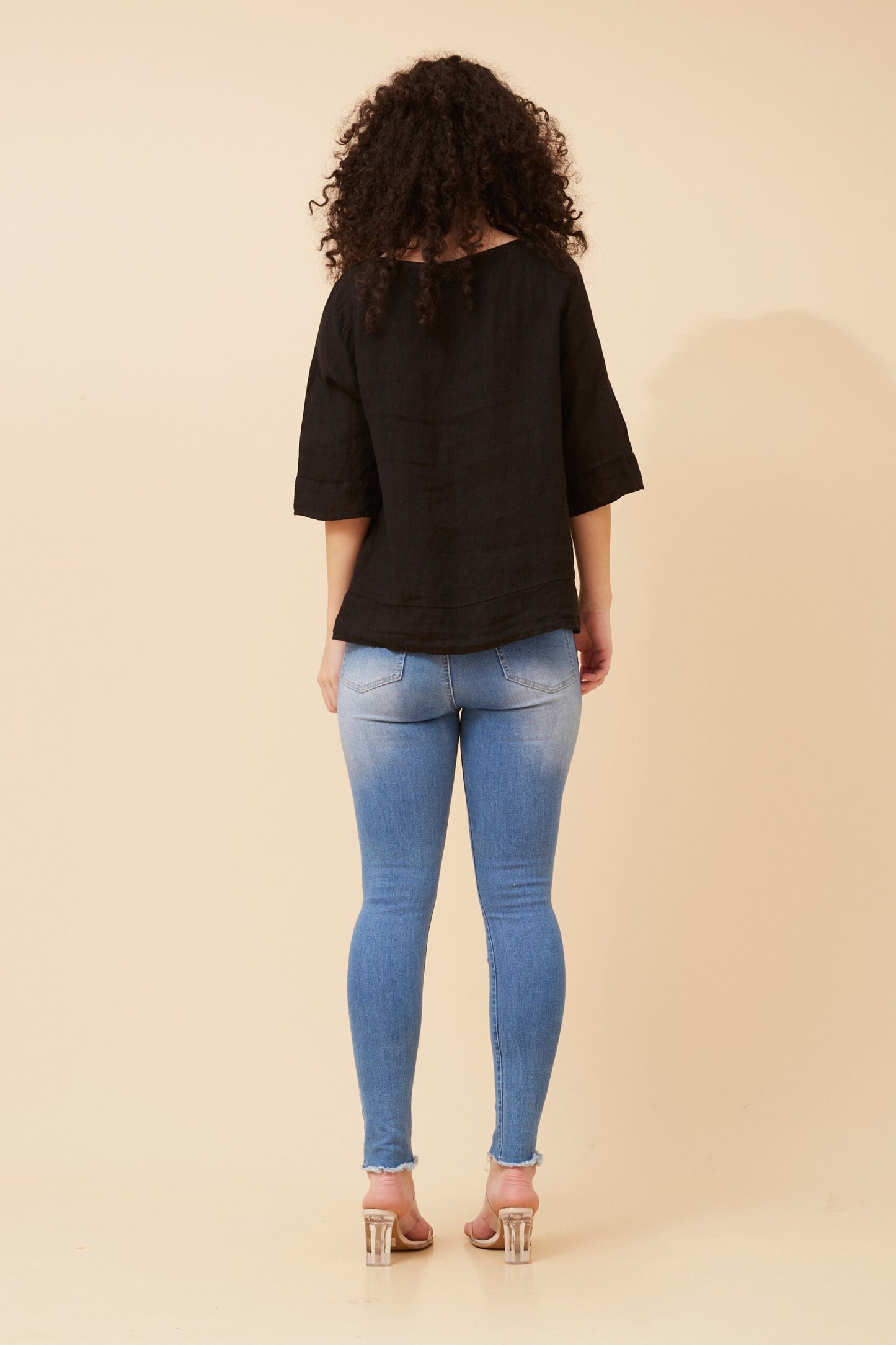 3 Button Italian Linen Top