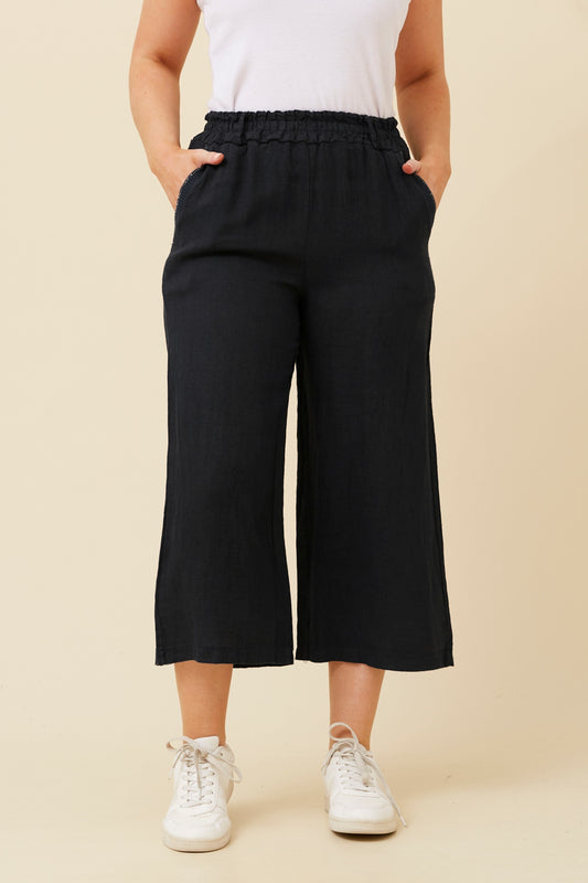 Wide 7/8 Linen Italian Pants
