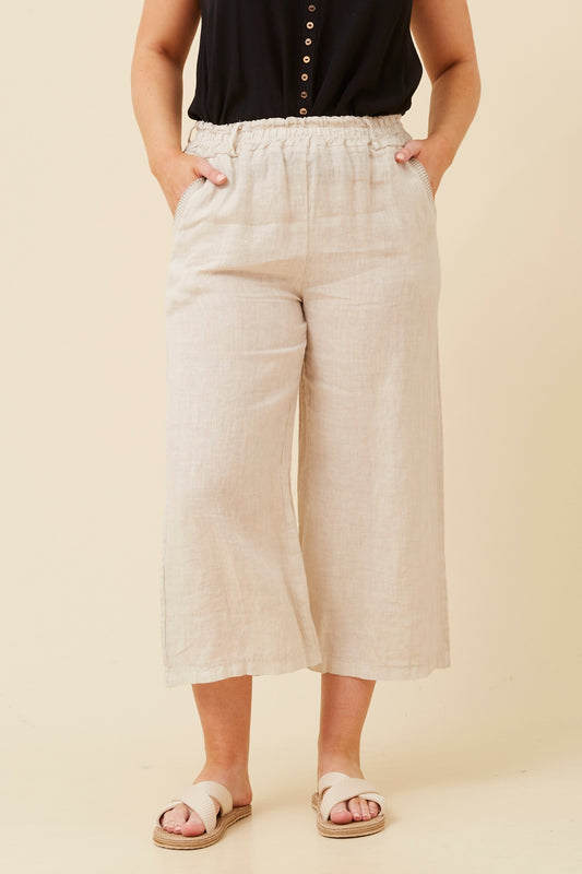 Wide 7/8 Linen Italian Pants