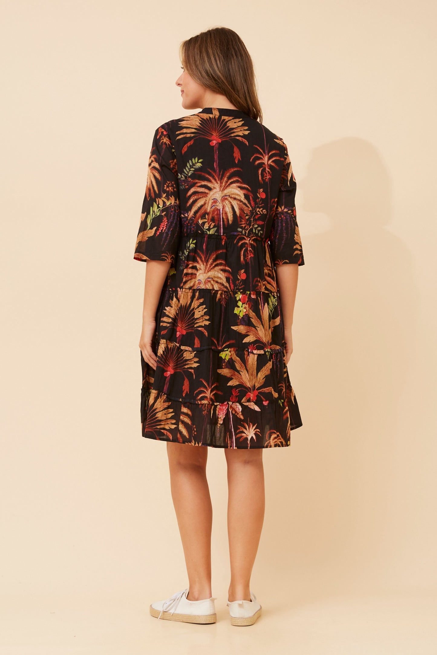 Midnight Beach Tiered Cotton Short Dress