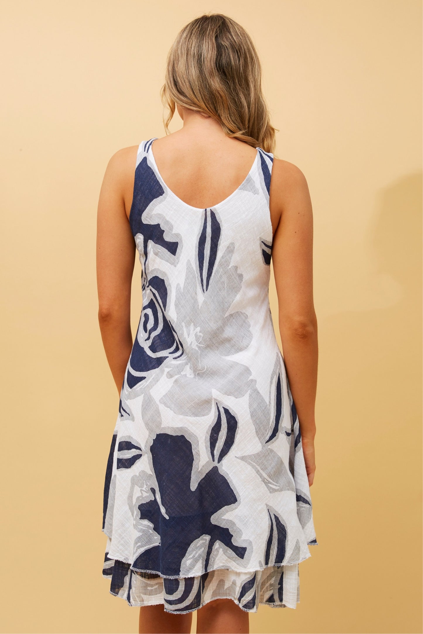 Sleeveless Floral Layered Short Dress