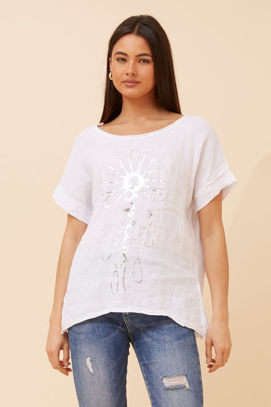 Foil Spring Italian Linen Top
