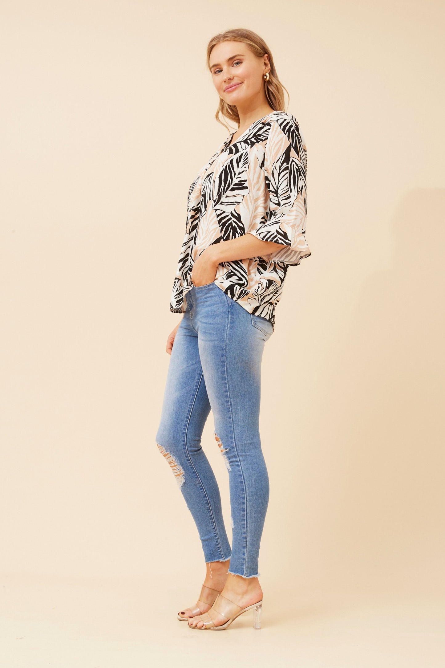 Fern Leaves 2 Button Top