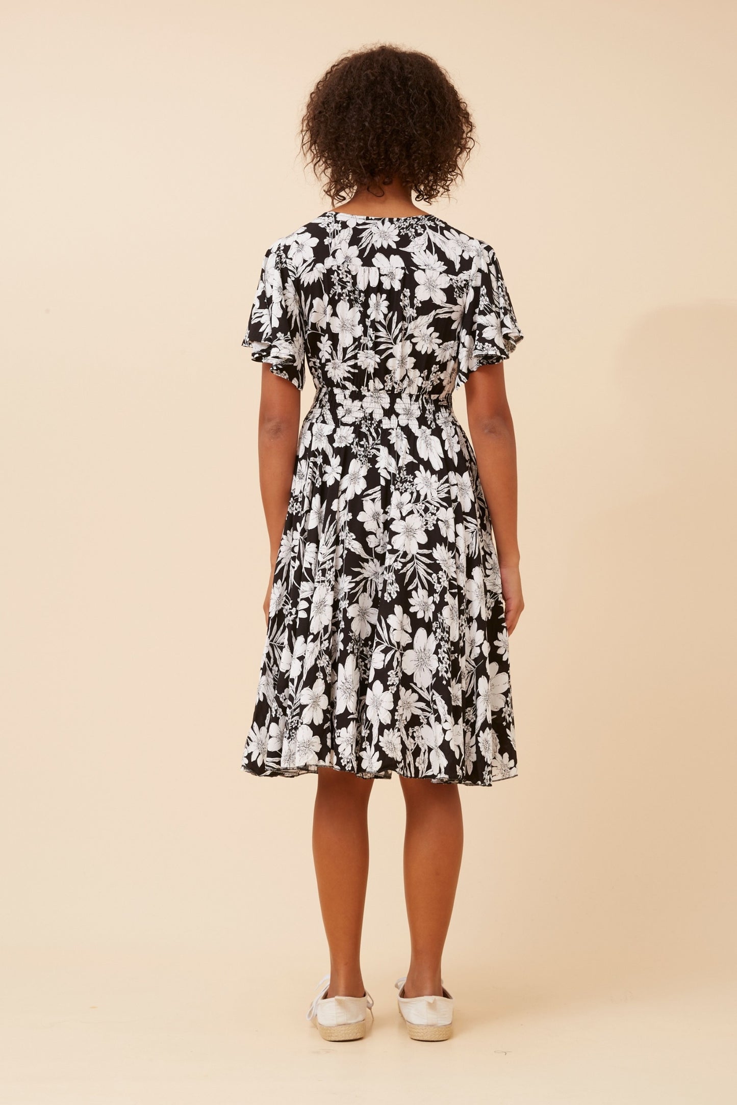 Wildflower Flutter Sleeve Fit N Flare Dress