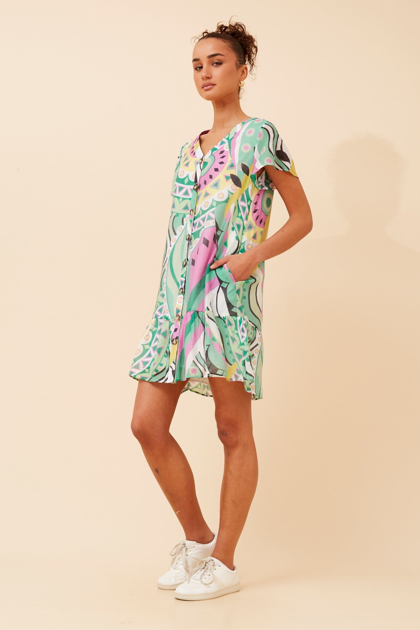 80s Vibe Abstract Short Dress