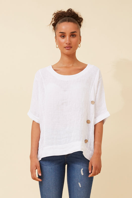 Side Buttons Italian Linen Top