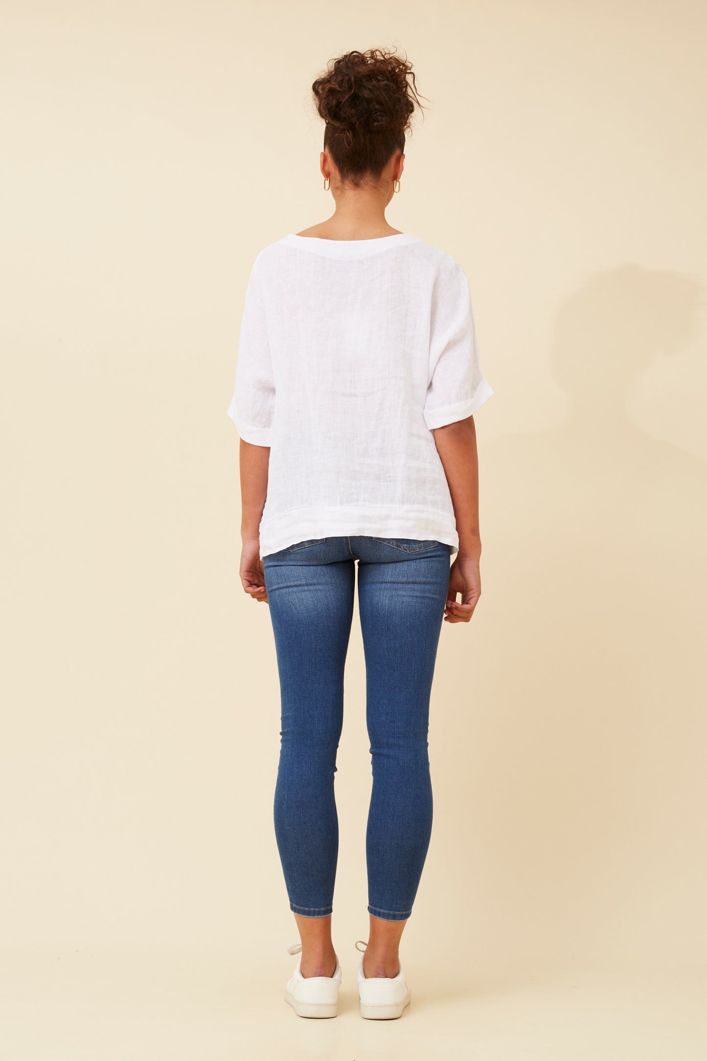 Side Buttons Italian Linen Top