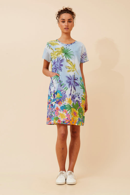 Tropical Beach Pocket Short Shift Dress