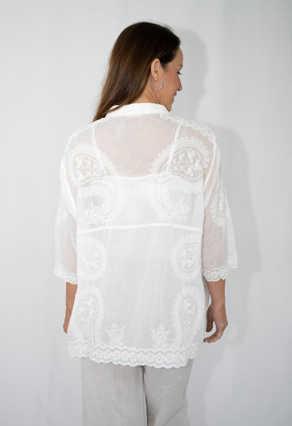 Paisley Embroidered Button Down Shirt