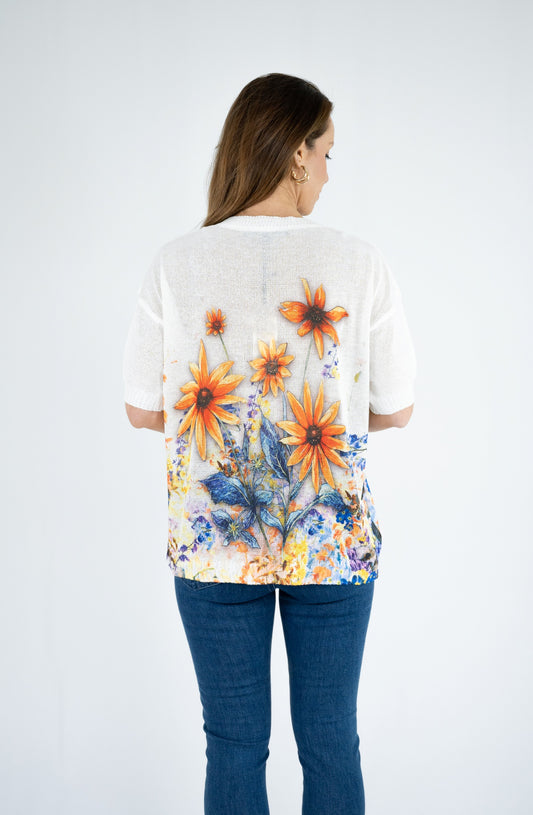 Daisies Cotton Knit Top