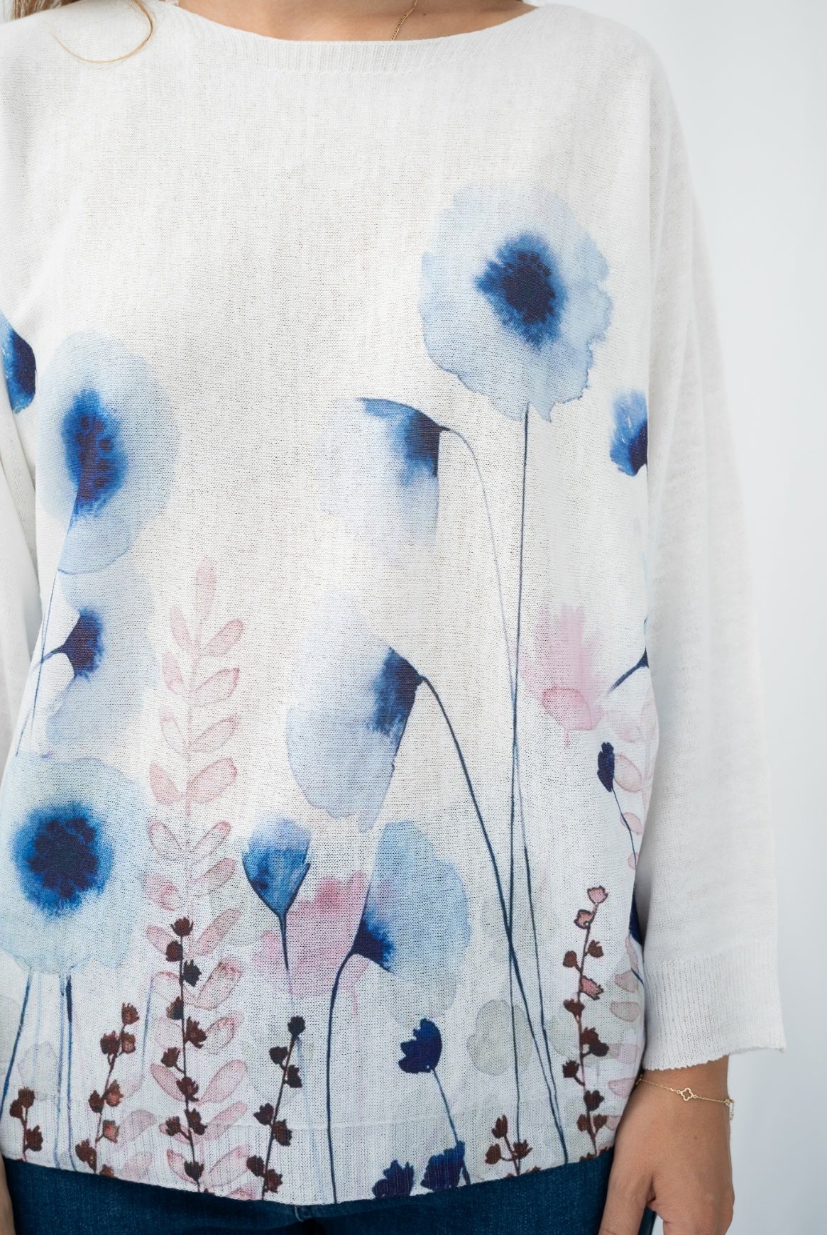 Dreamy Floral Cotton Knit Sweater