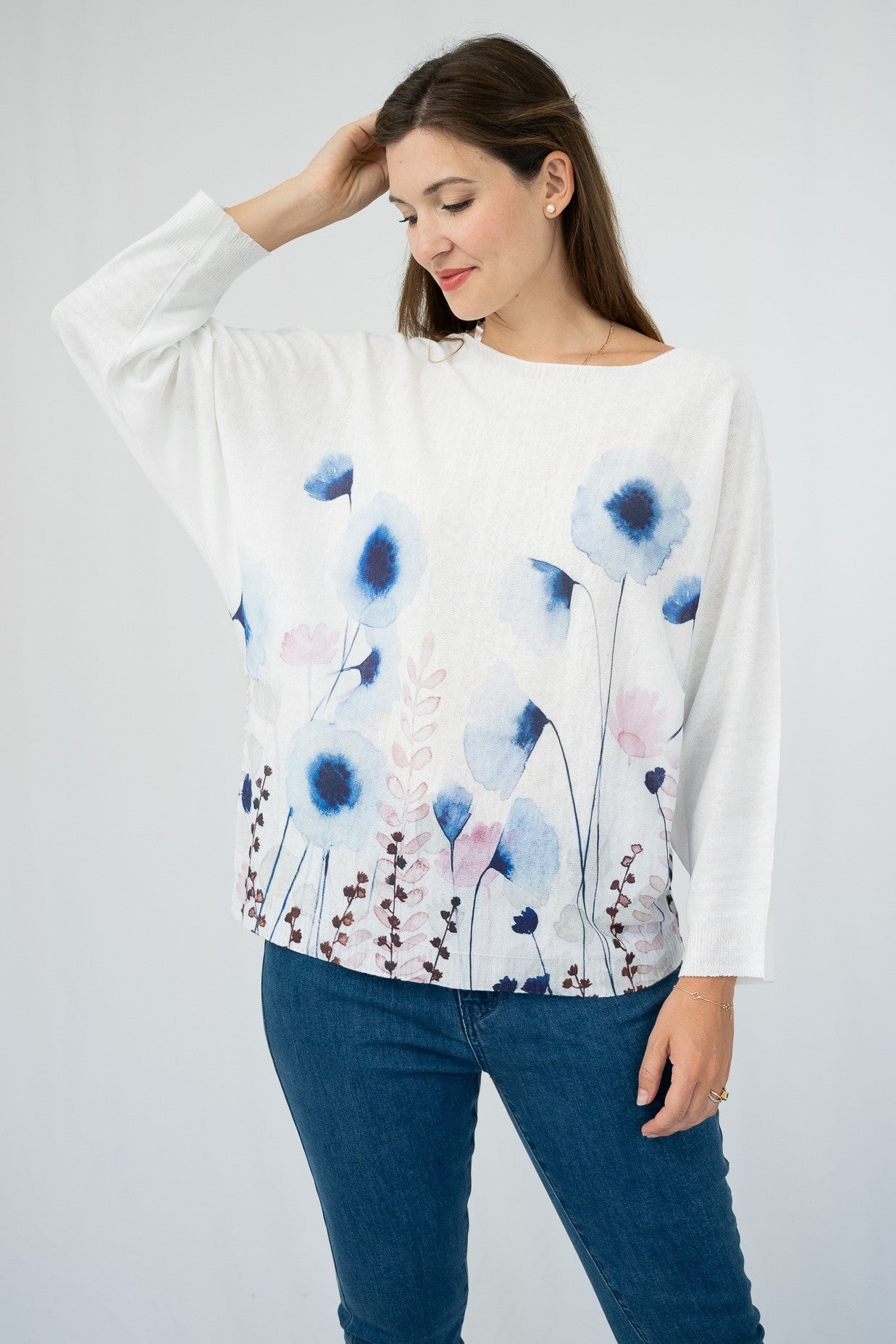 Dreamy Floral Cotton Knit Sweater