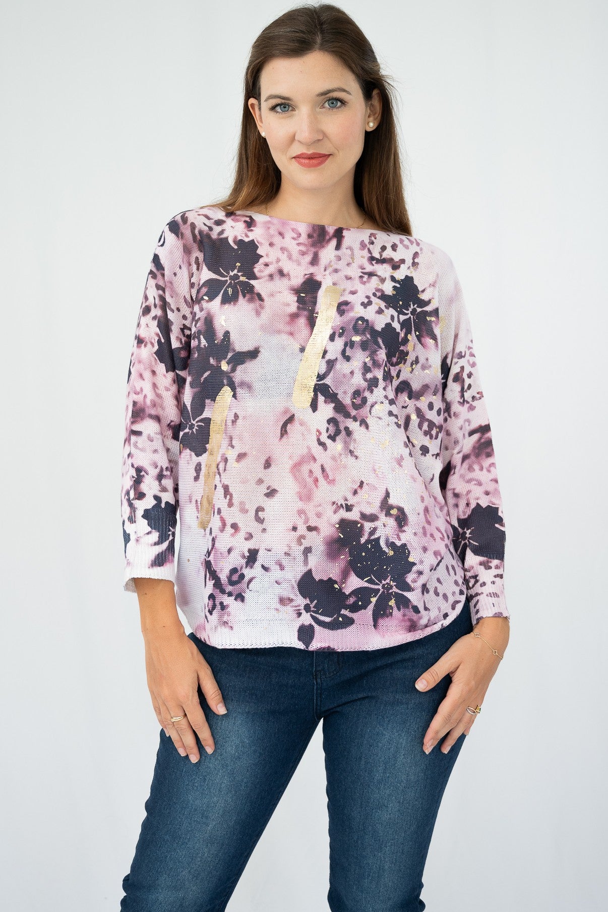 Burnt Floral Cotton Knit Sweater