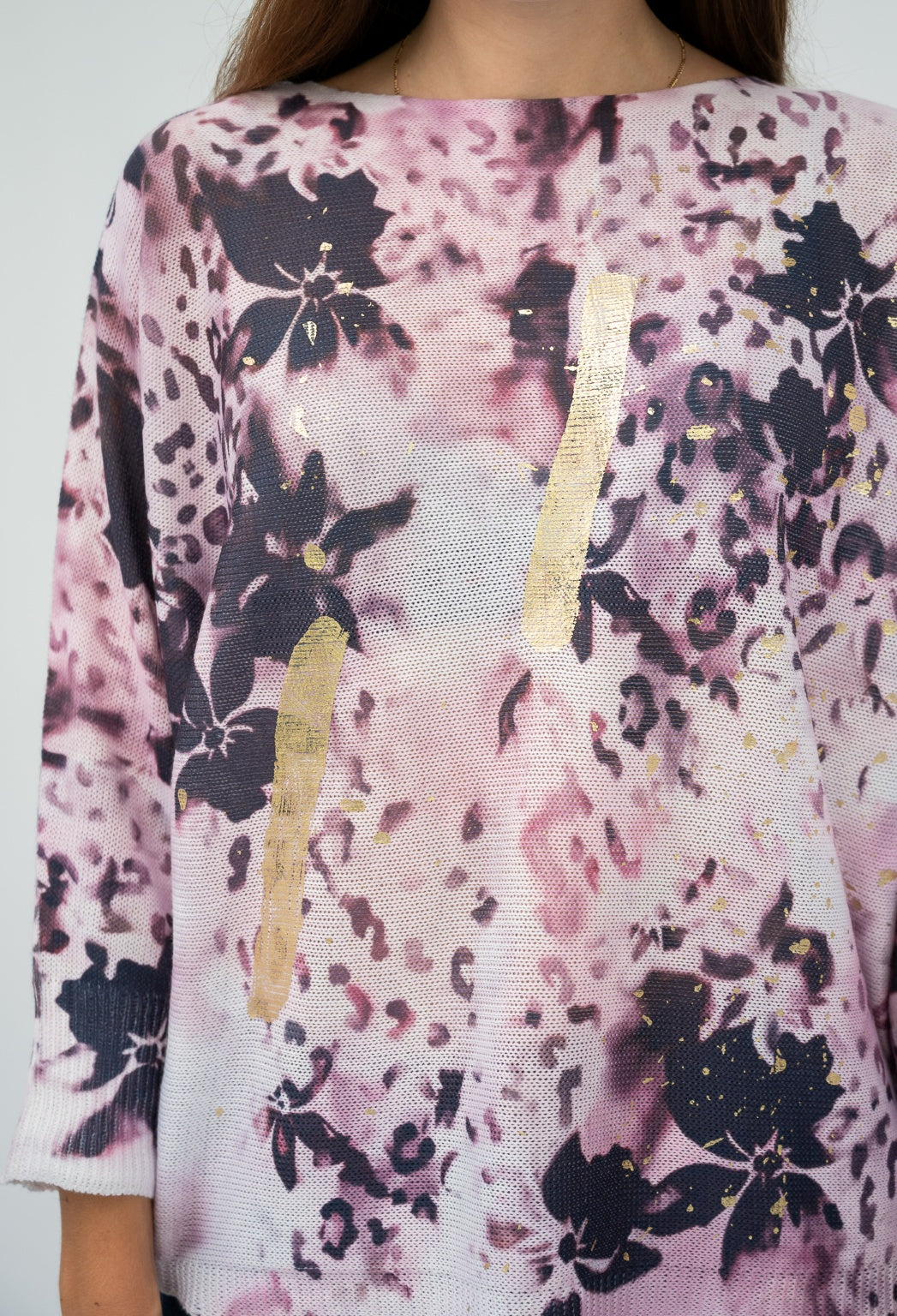 Burnt Floral Cotton Knit Sweater