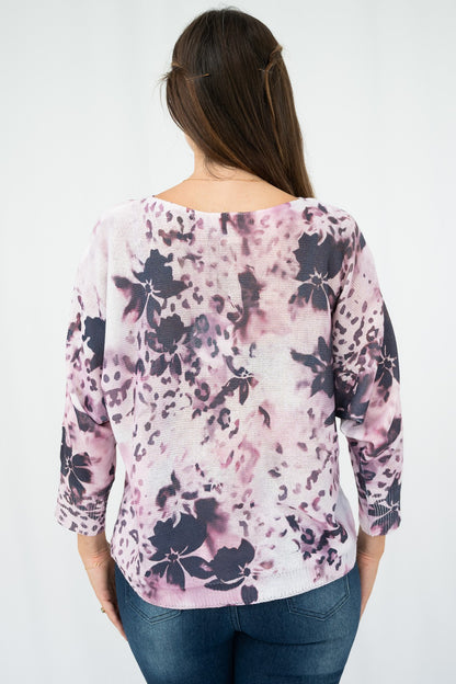 Burnt Floral Cotton Knit Sweater