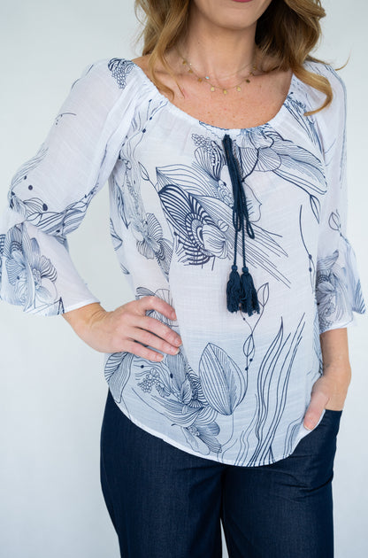 Flora Sketch Bell Top