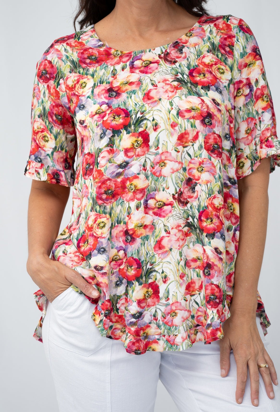 Poppies Frill Yoke Top