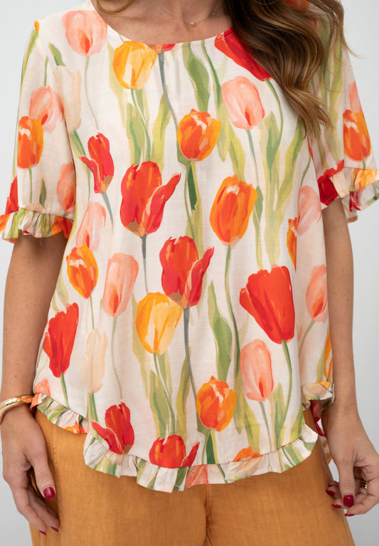 Tulip Field Frill Yoke Top