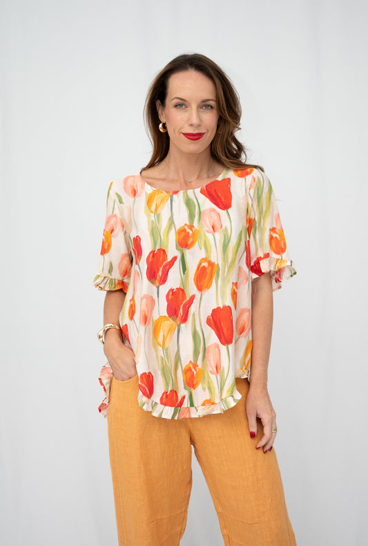 Tulip Field Frill Yoke Top