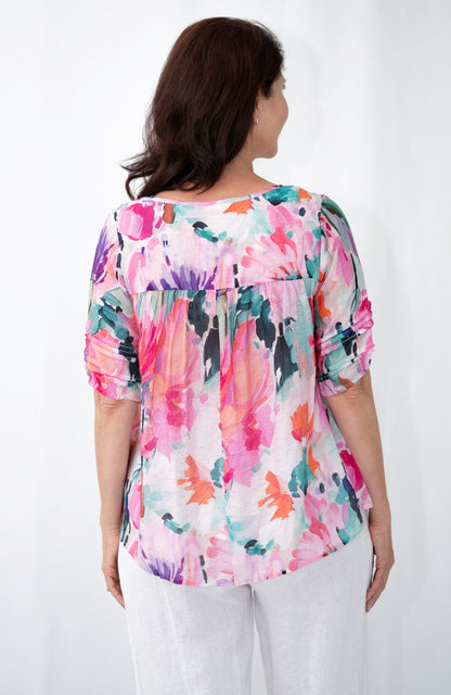 Watercolour Blooms Yoke Top